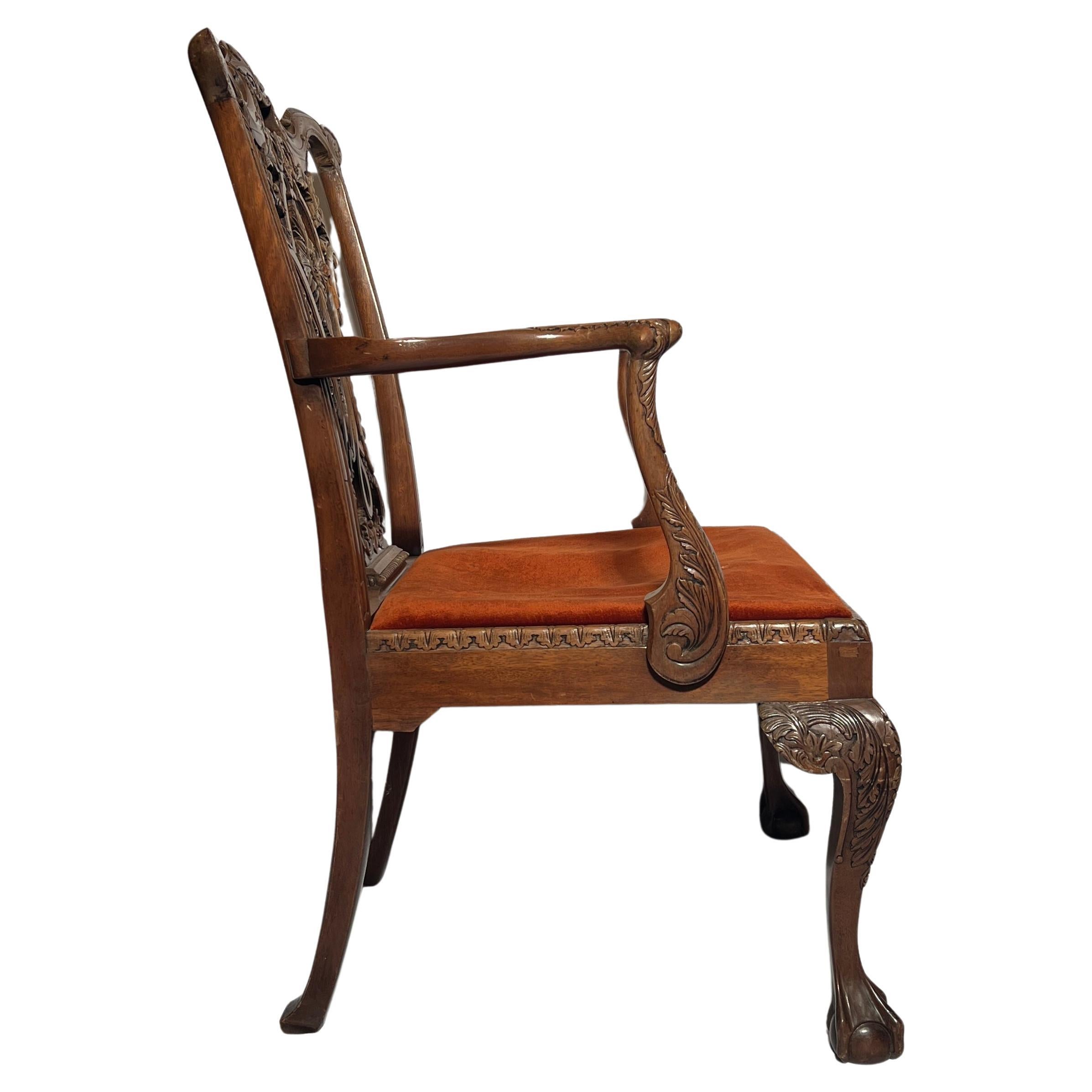 Set of 8 Antique English Carved Mahogany Dining Chairs, Circa 1890's.  For Sale 2