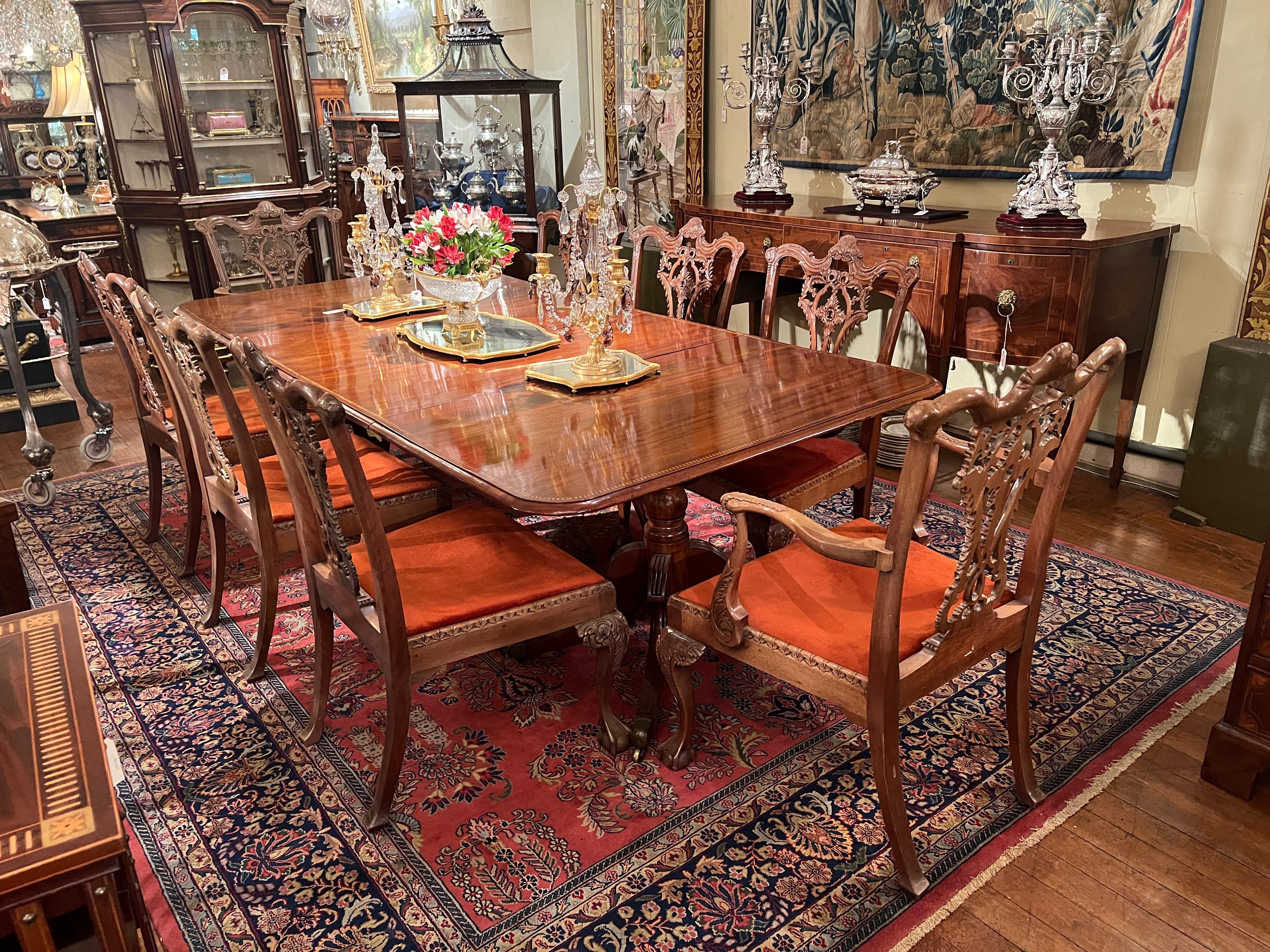 Set of 8 Antique English Carved Mahogany Dining Chairs, Circa 1890's.  For Sale 5