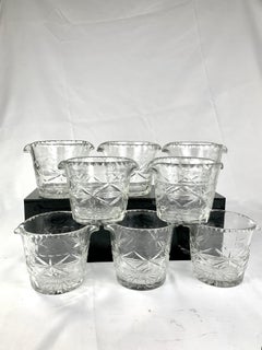 Set of 8 Antique English Clear Cut Glass Wine Rinsers with Star-Cut Bases C-1860