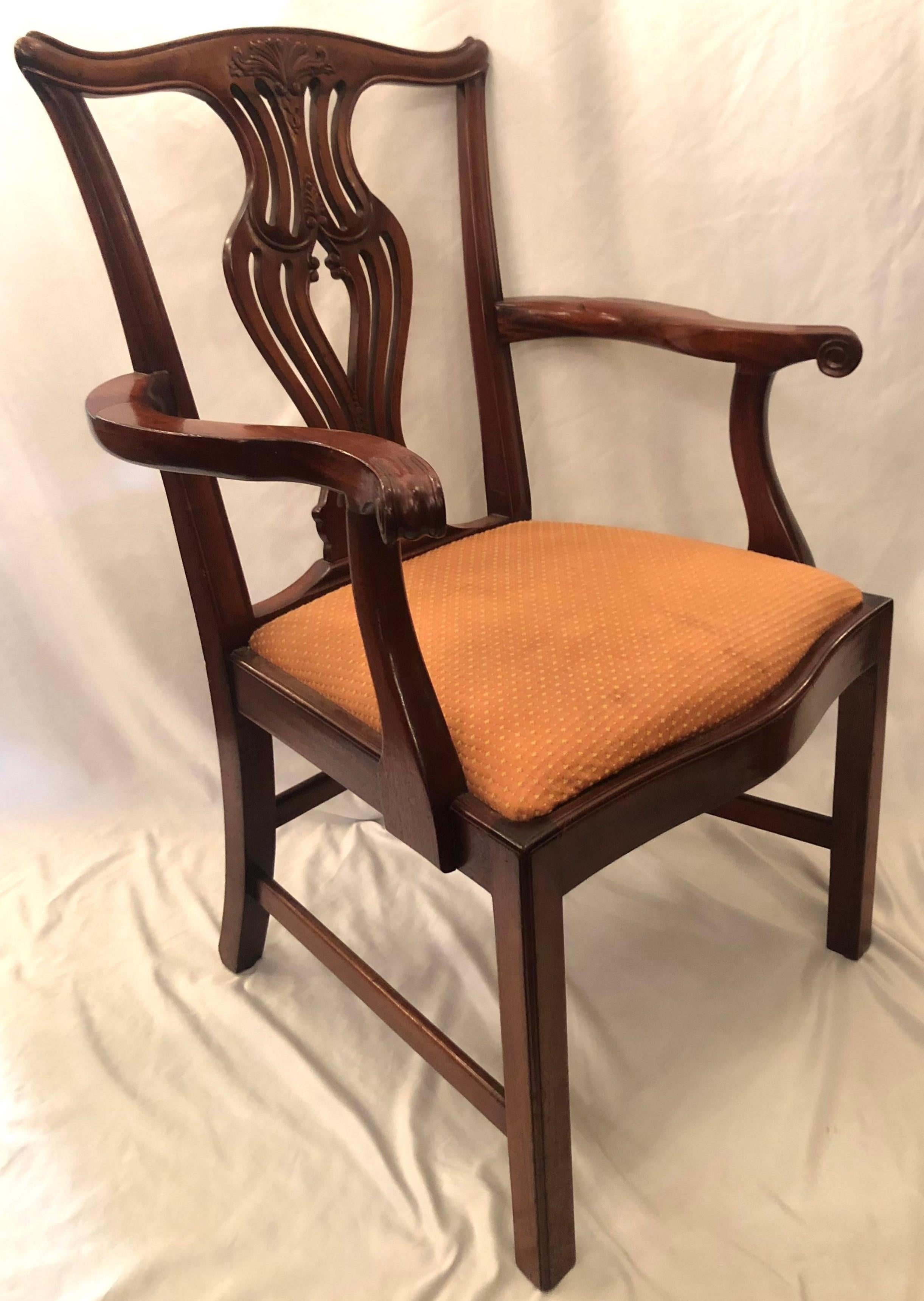 Early 20th Century Set of 8 Antique English Mahogany Dining Chairs, Circa 1910-1920