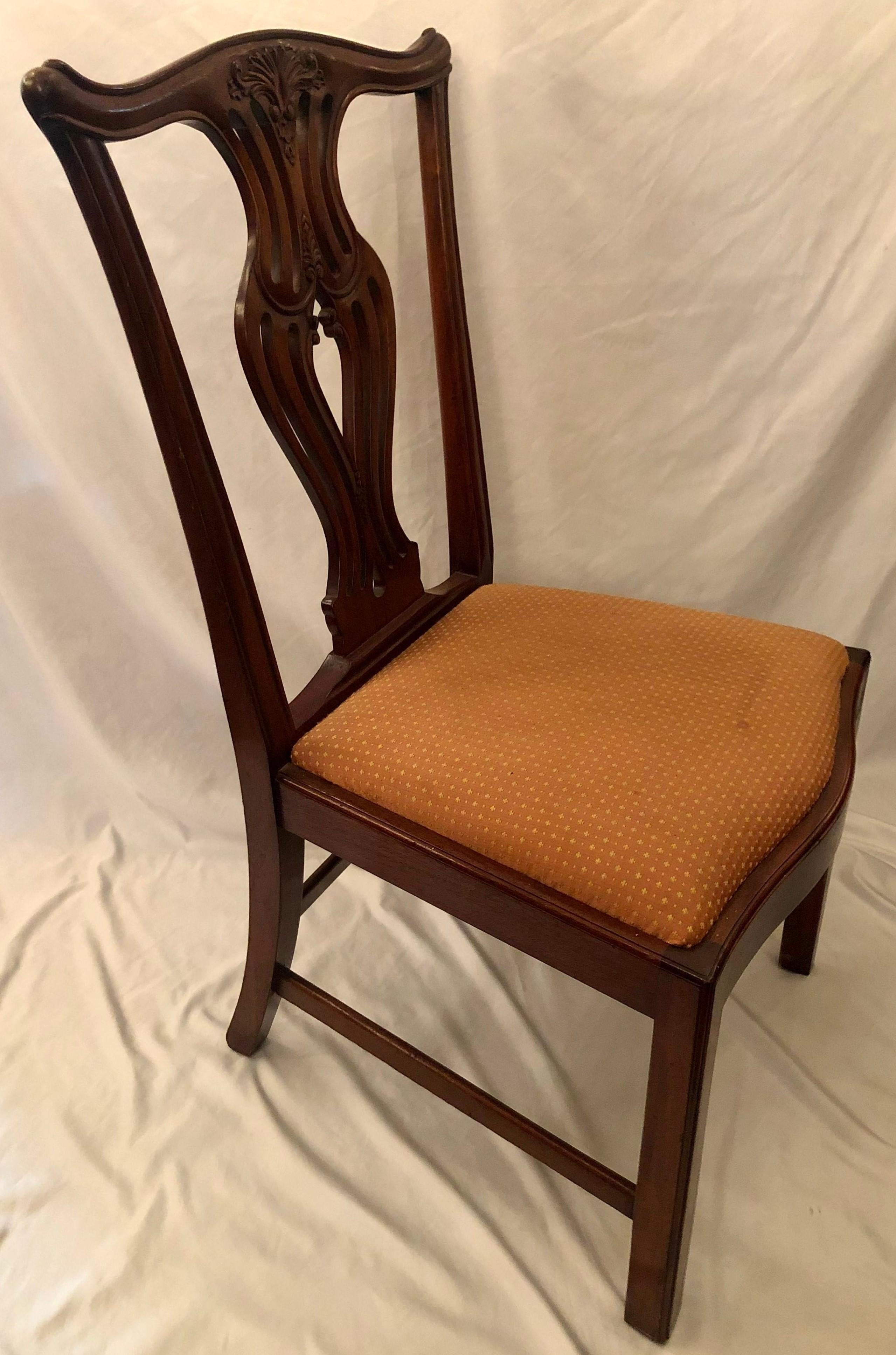 Set of 8 Antique English Mahogany Dining Chairs, Circa 1910-1920 1