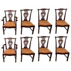 Set of 8 Antique English Mahogany Dining Chairs, Circa 1910-1920