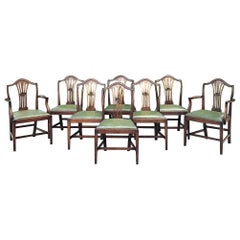 Set of 8 Antique English Mahogany Dining Chairs Includes Two Armchairs
