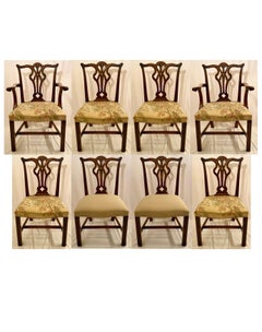 Juego de 8 Sillas de Comedor Antiguas de Caoba Inglesa, Circa 1890's.