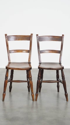 Set of 8 Antique English Oxford Dining / Kitchen Chairs