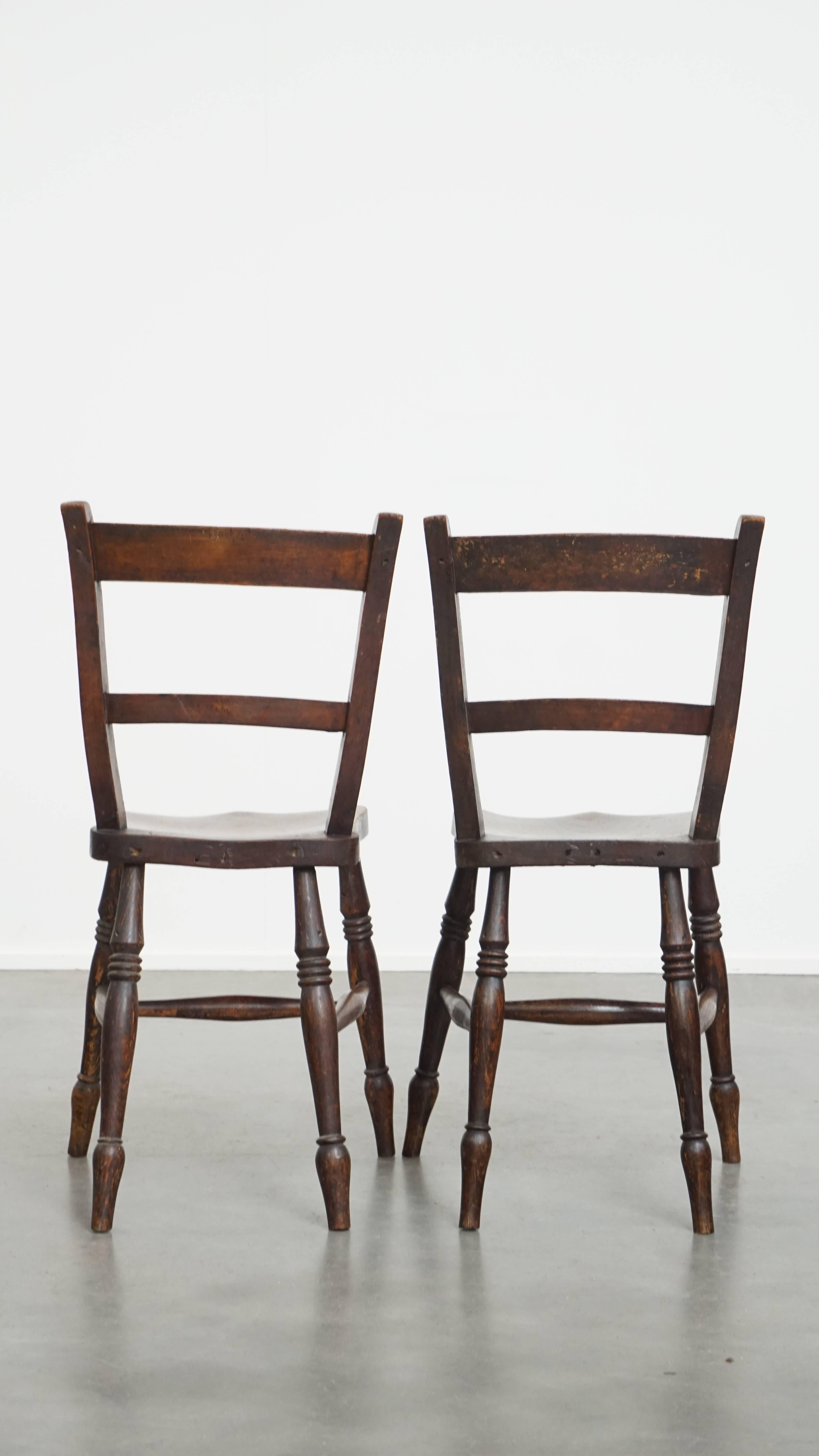Hand-Crafted Set of 8 Antique English Oxford Dining / Kitchen Chairs For Sale