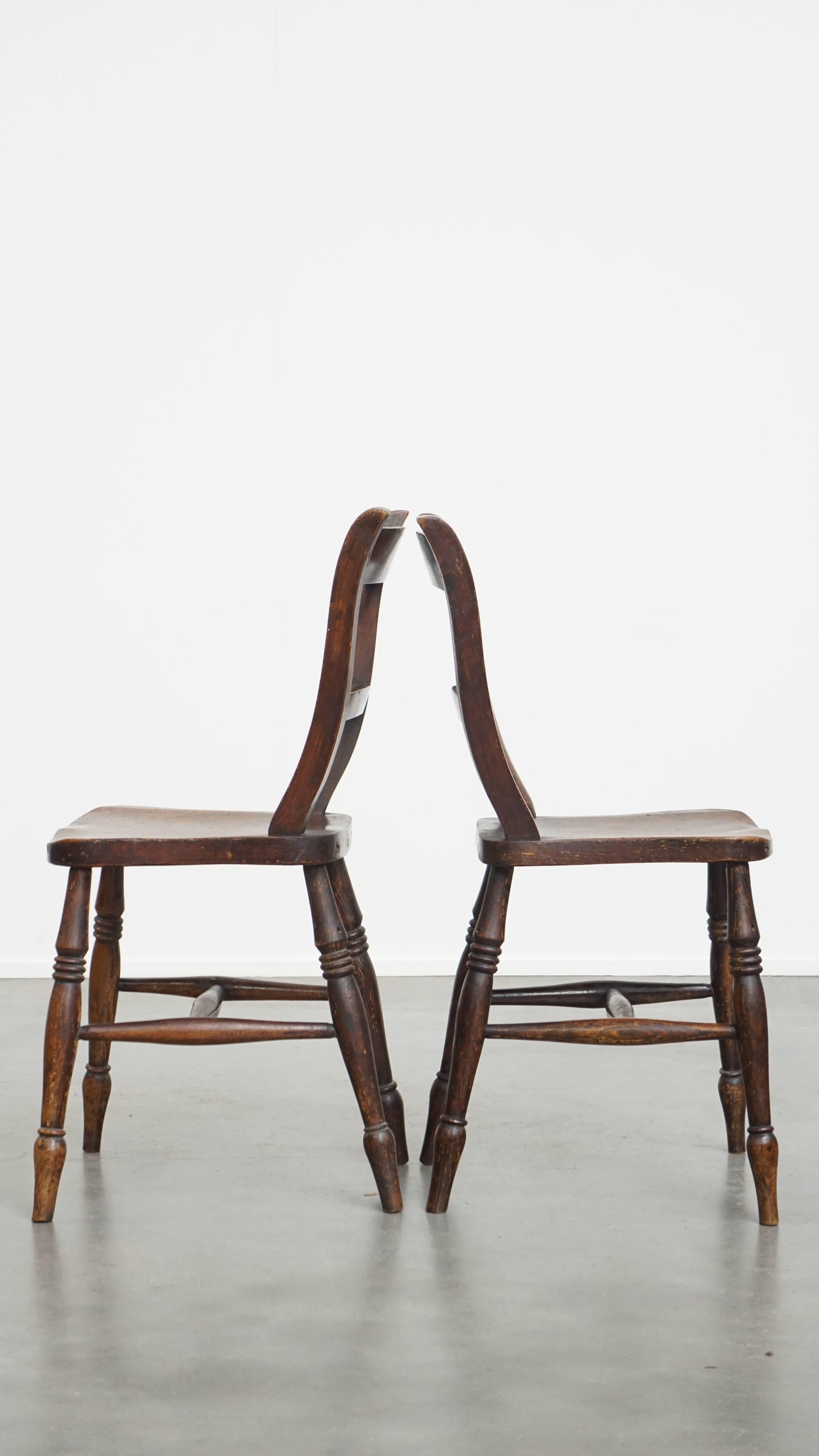Set of 8 Antique English Oxford Dining / Kitchen Chairs In Fair Condition For Sale In Harderwijk, NL