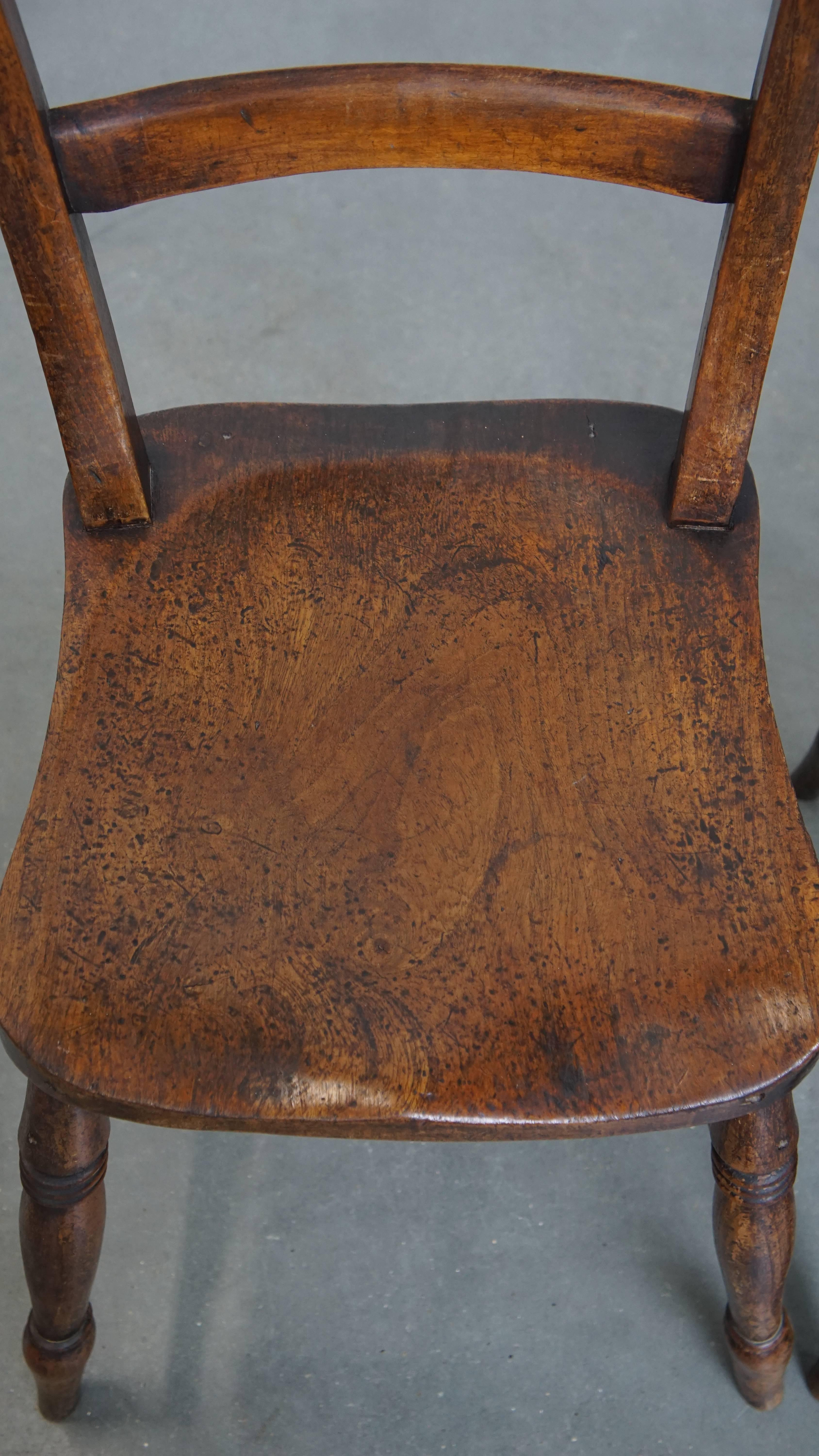19th Century Set of 8 Antique English Oxford Dining / Kitchen Chairs For Sale