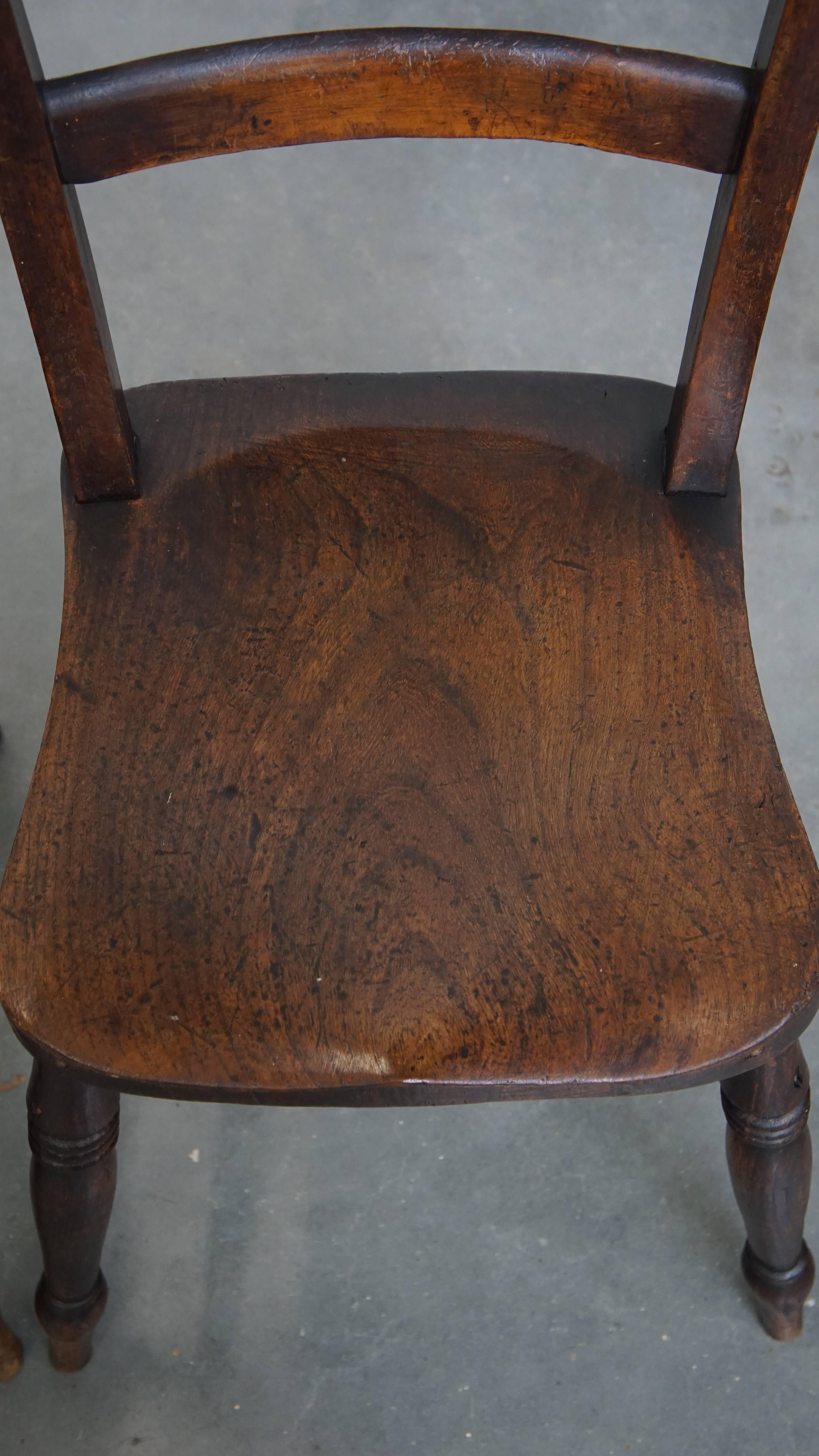 Wood Set of 8 Antique English Oxford Dining / Kitchen Chairs For Sale
