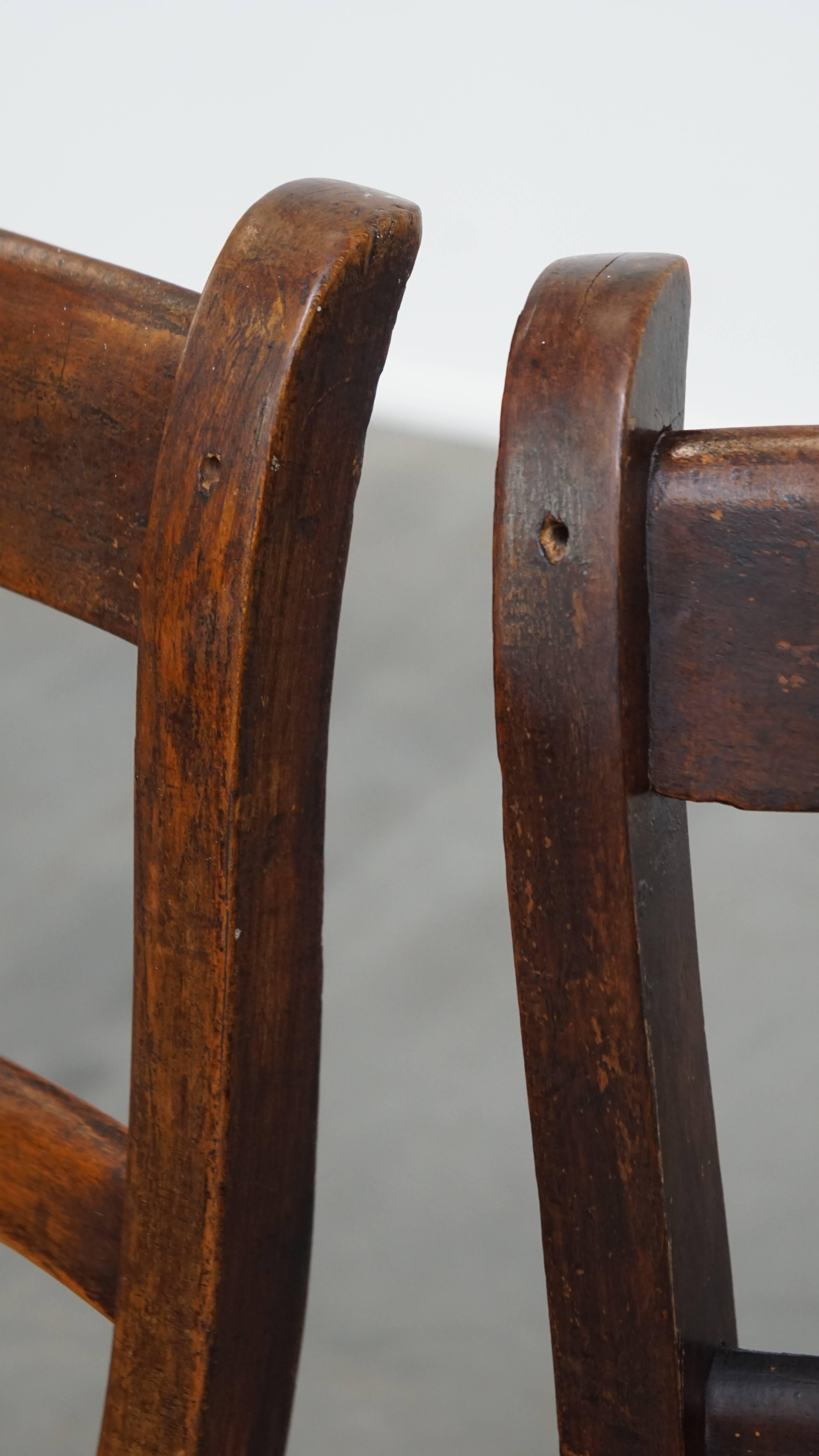 Set of 8 Antique English Oxford Dining / Kitchen Chairs For Sale 1