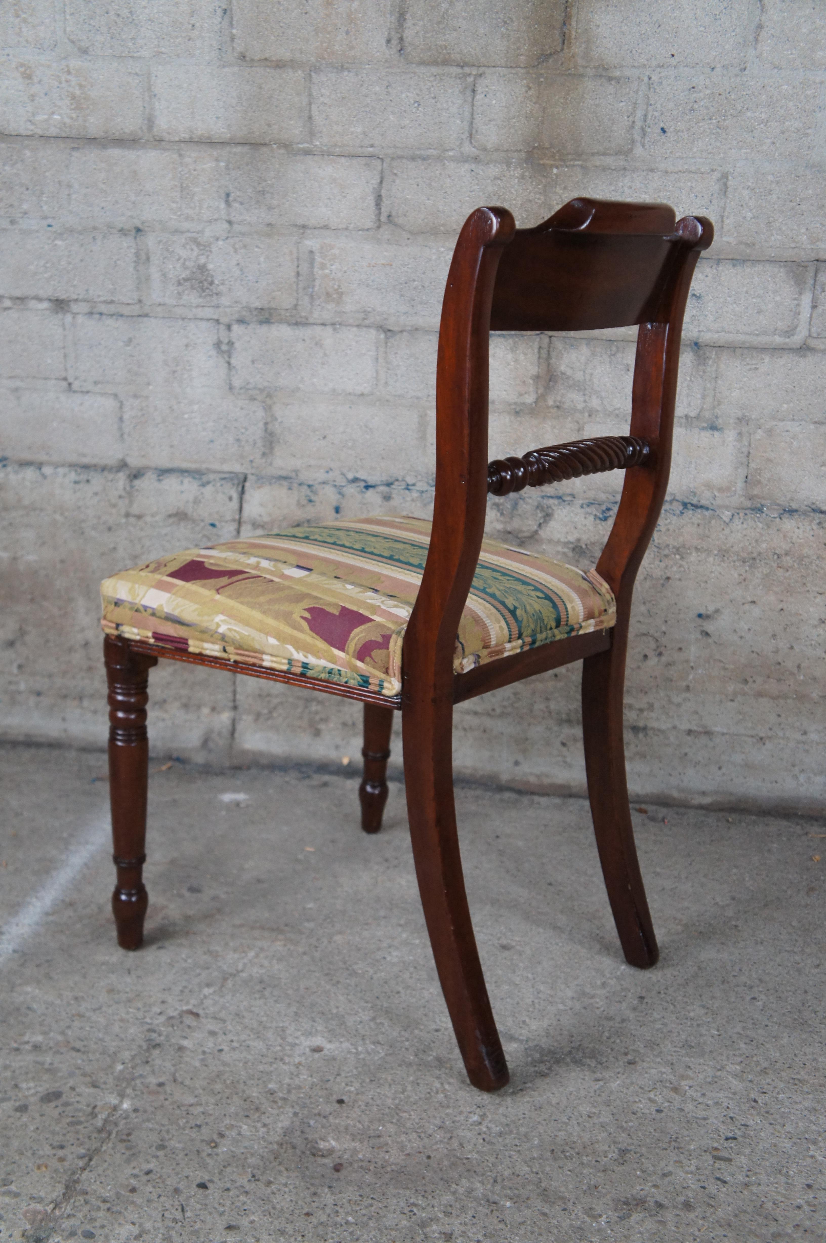 Set of 8 Antique English Regency Period Mahogany Carved Klismos Dining Chairs For Sale 6