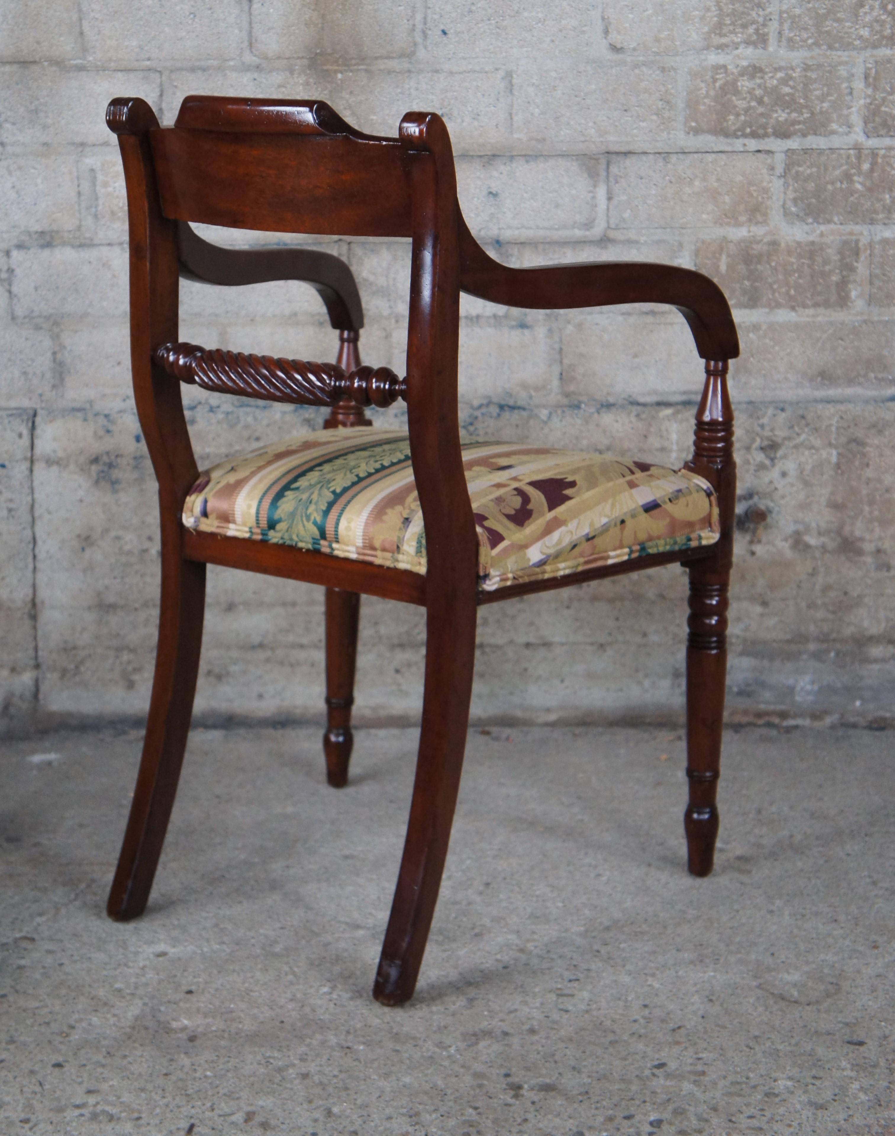 Early 19th Century Set of 8 Antique English Regency Period Mahogany Carved Klismos Dining Chairs For Sale