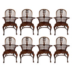 Set of 8 Antique English Windsor Dining Chairs