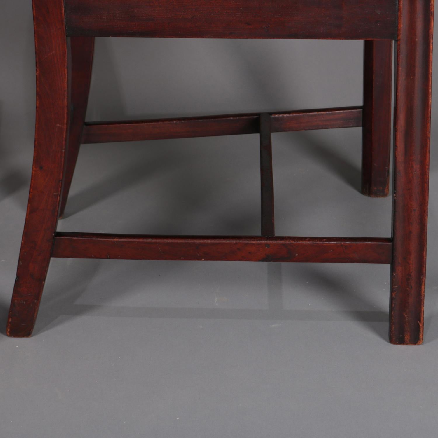 Set of 8 Antique Federal Style Mahogany Ribbon Back Dining Chairs, circa 1930 1