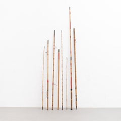 Set of 8 Antique Fishing Rods and Parts, circa 1900