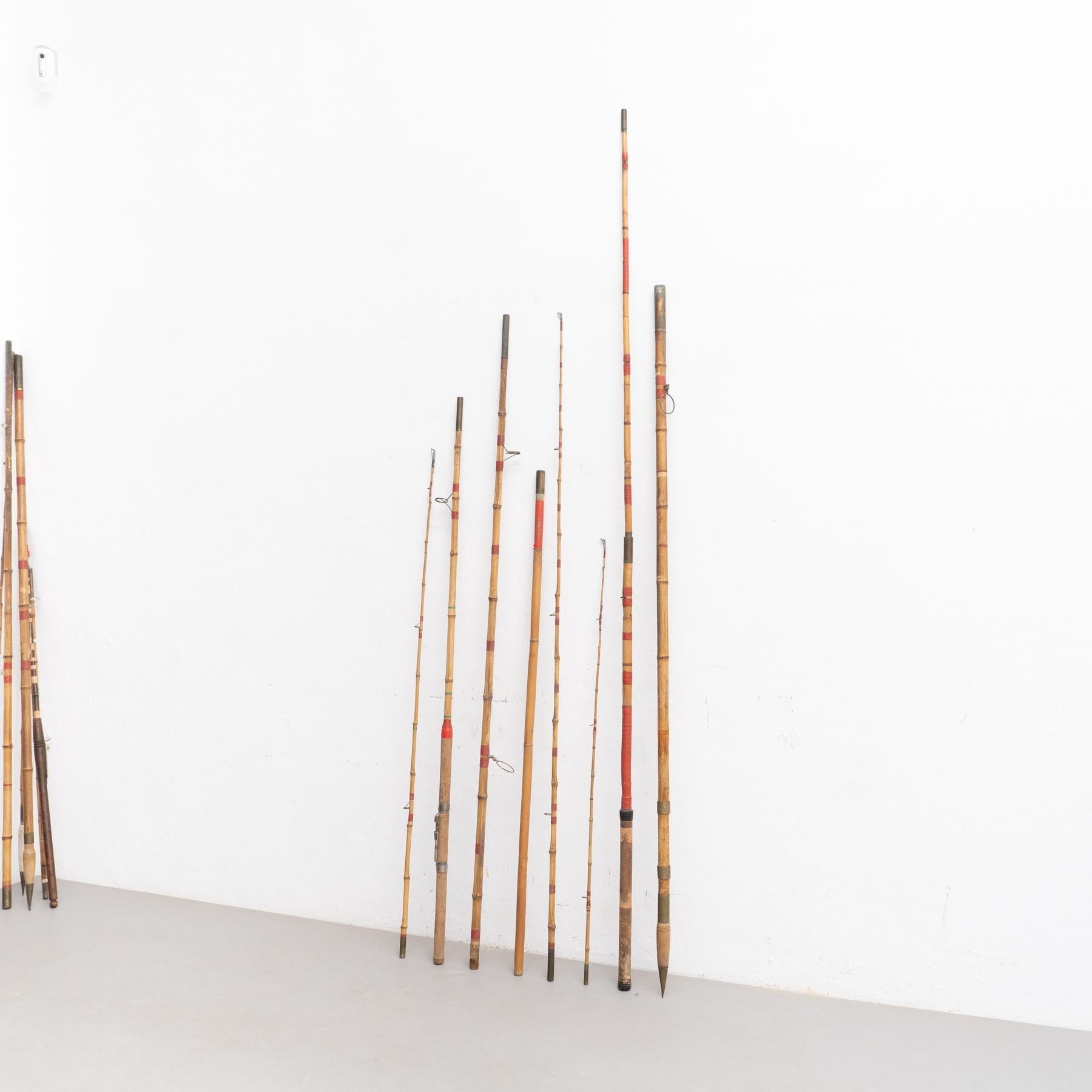 Spanish Set of 8 Antique Fishing Rods and Parts, circa 1900