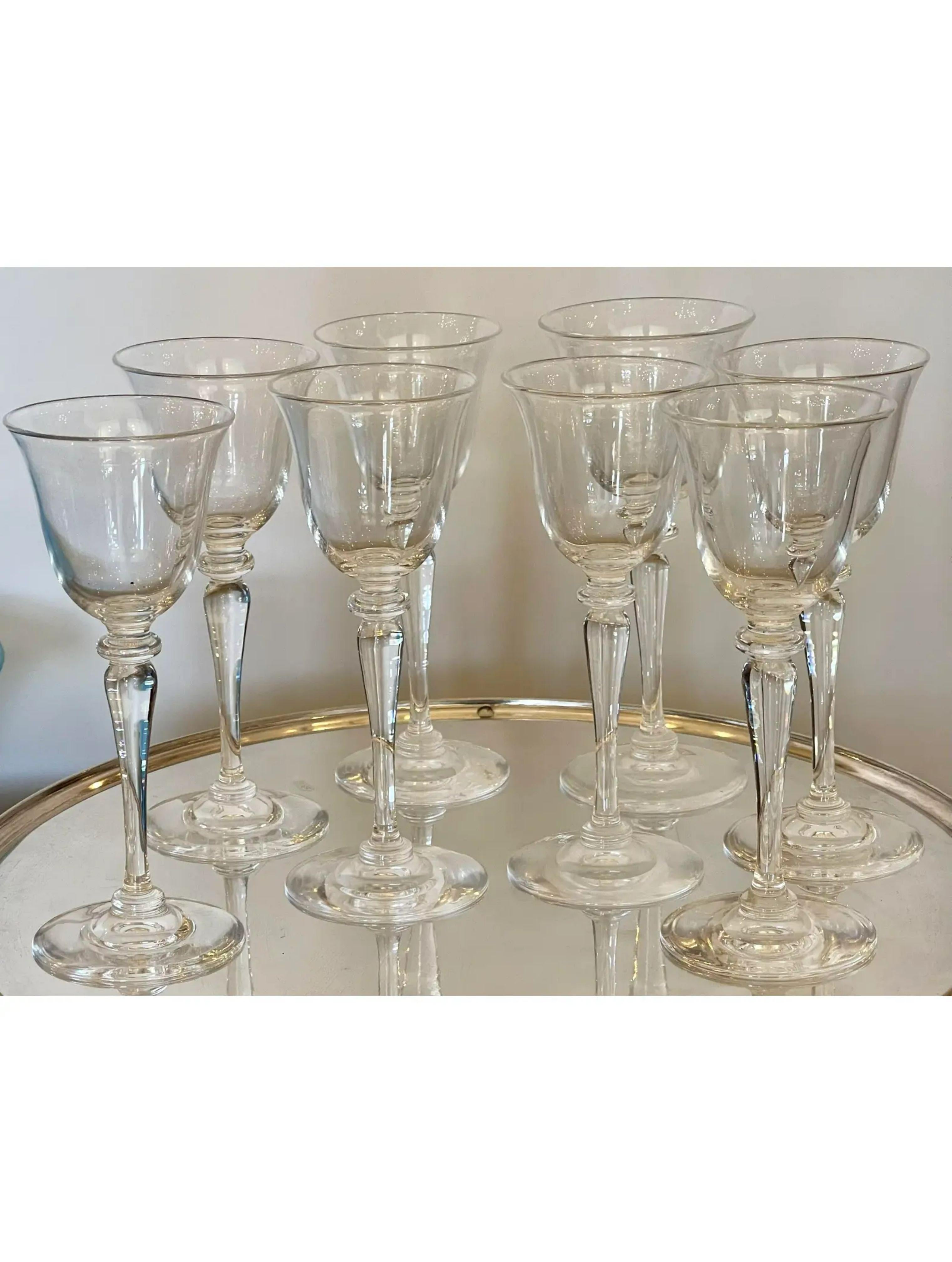 Antique Frederick Carder for Steuben Crystal Port Wine Stems - Set of 8

Additional information: 
Materials: Crystal
Color: Transparent
Brand: Steuben
Period: 1920s
Styles: Art Deco
Item Type: Vintage, Antique or Pre-owned
Dimensions: