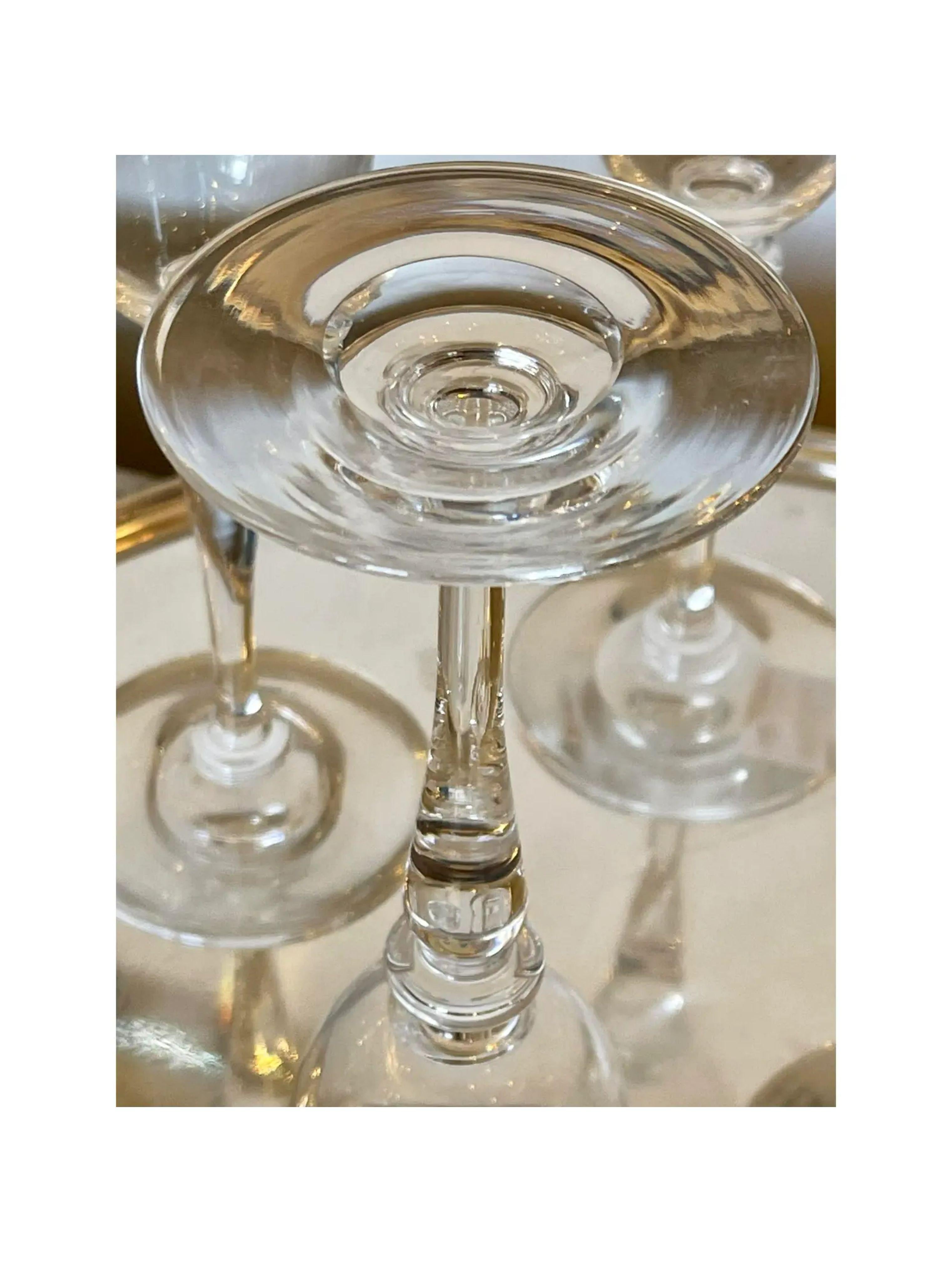 Art déco Ensemble de 8 verres à vin anciens Frederick Carder pour Steuben Crystal Port en vente