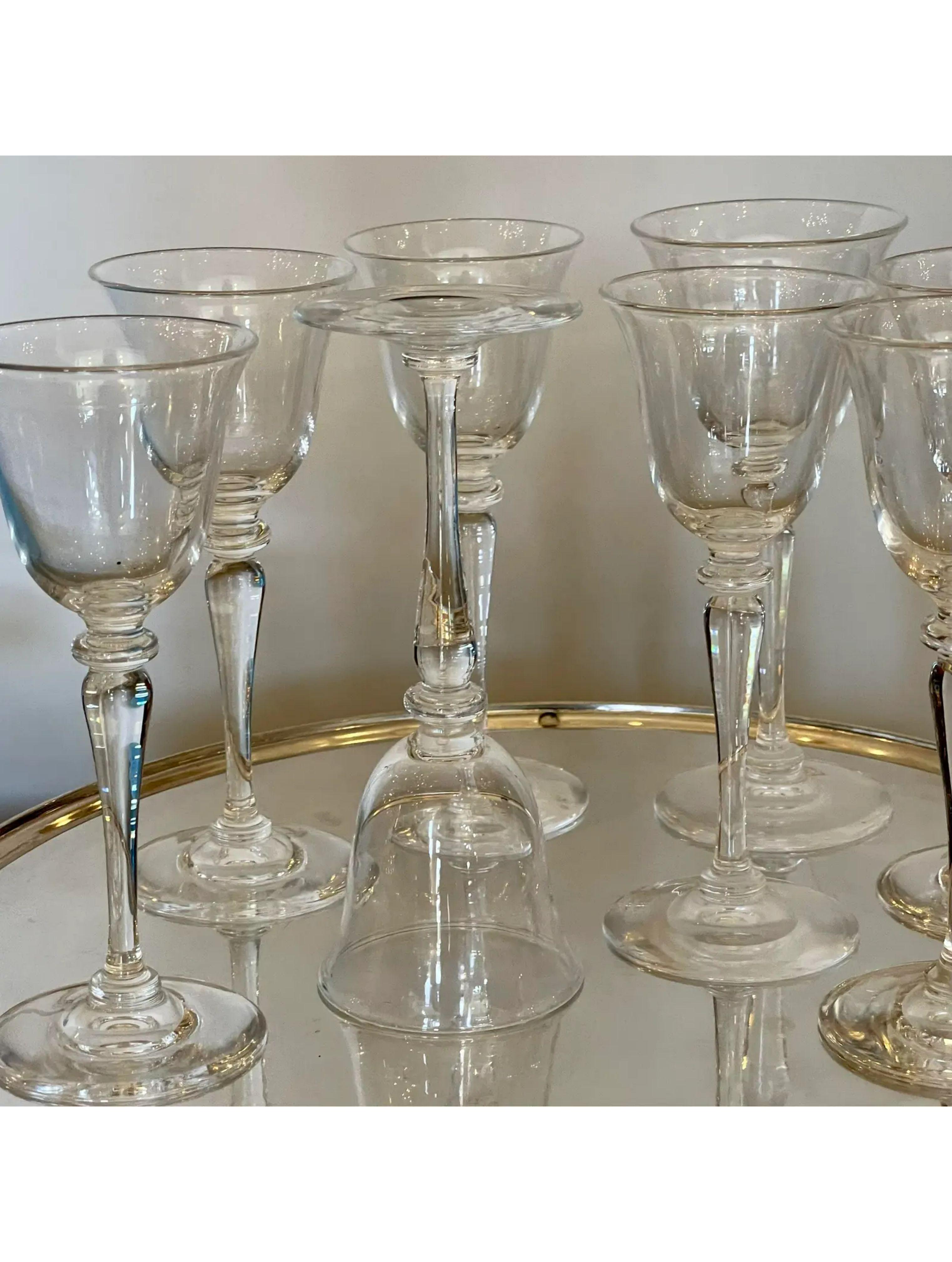 Americano Set di 8 antichi Frederick Carder per steli di cristallo di Steuben per vino Porto in vendita