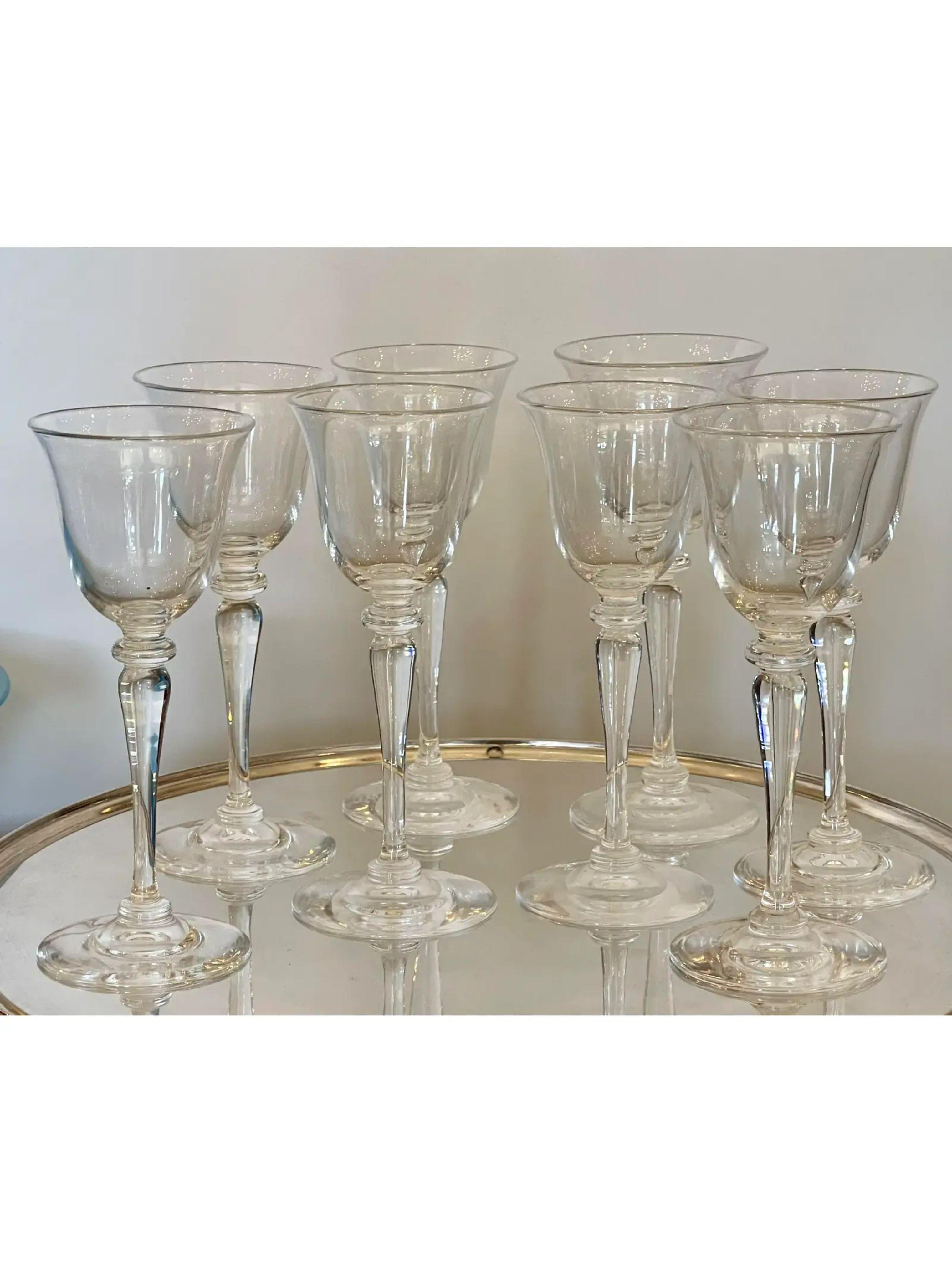 American Set of 8 Antique Frederick Carder for Steuben Crystal Port Wine Stems For Sale