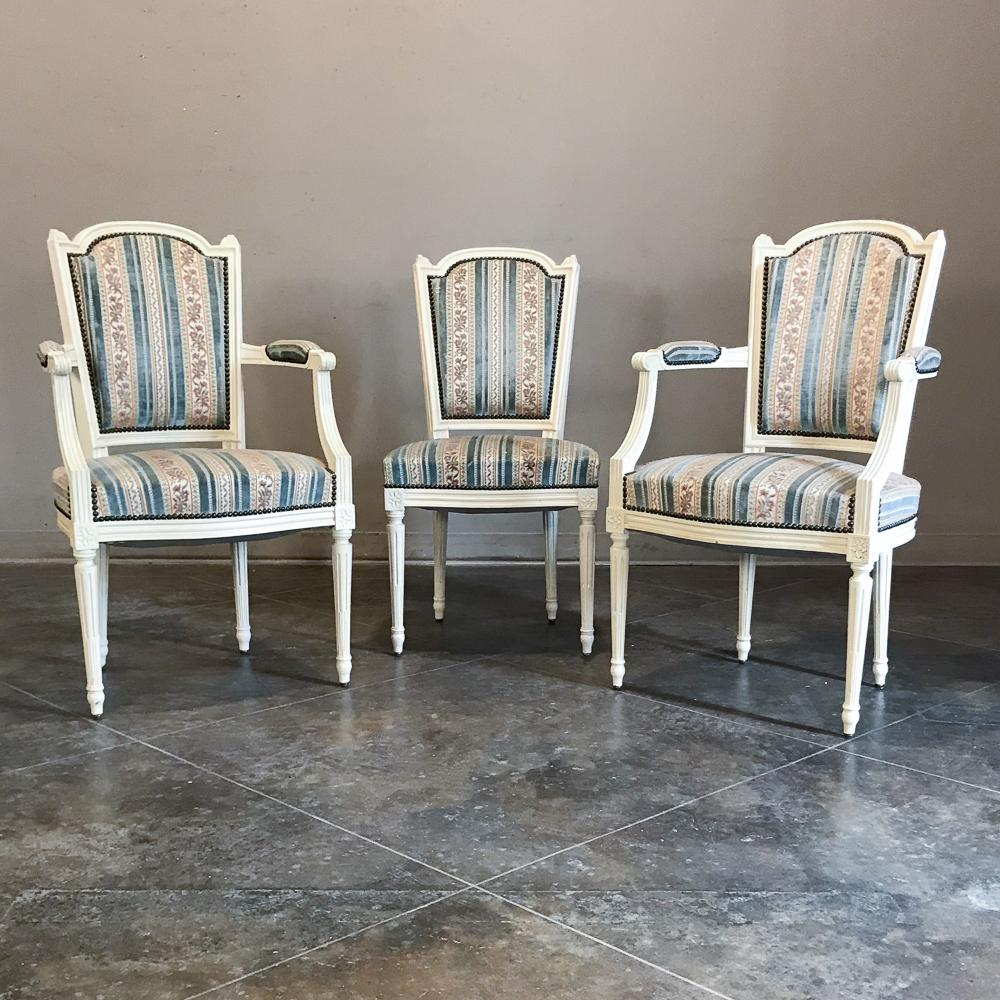 Louis XVI Set of 8 Antique French Directoire Chairs Includes 2 Armchairs