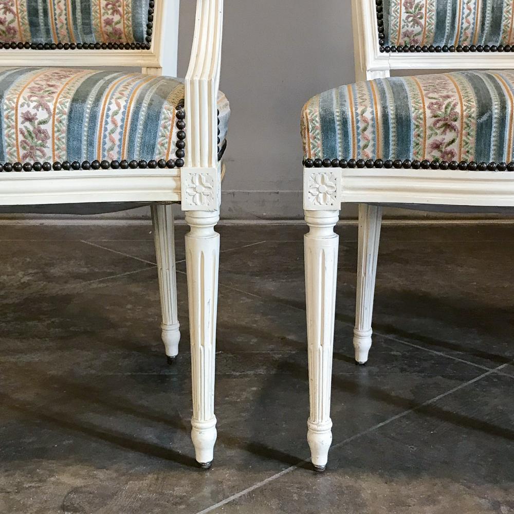Hand-Painted Set of 8 Antique French Directoire Chairs Includes 2 Armchairs