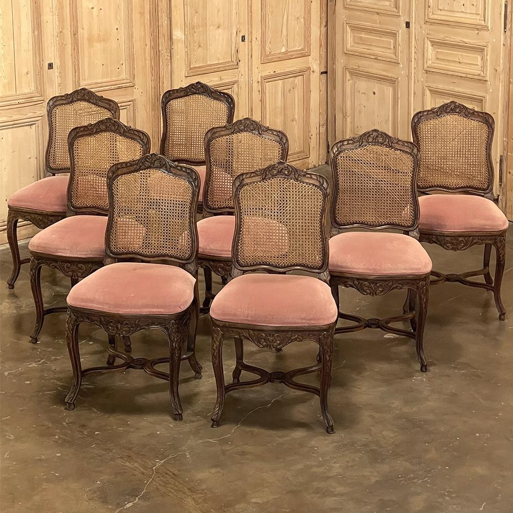 Set of 8 Antique French Louis XV Dining Chairs In Good Condition In Dallas, TX