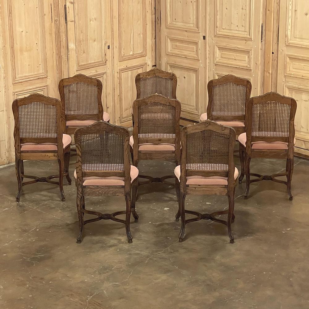 Mohair Set of 8 Antique French Louis XV Dining Chairs