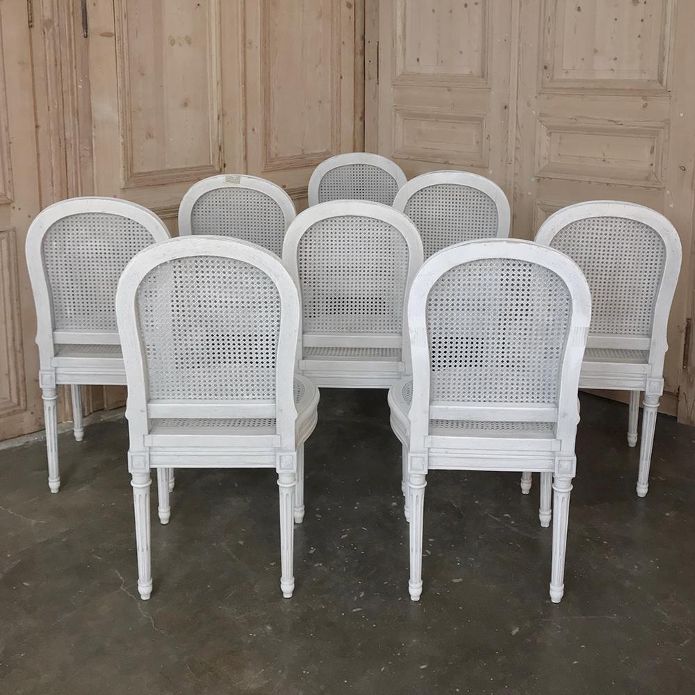 Set of 8 Antique French Louis XVI Painted Dining Chairs 9