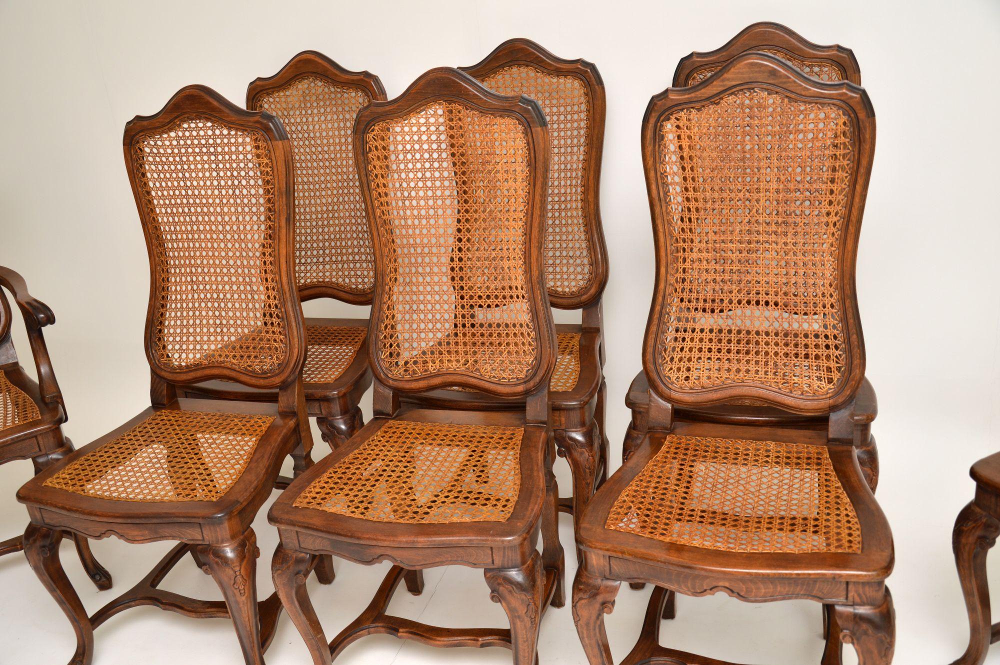 Cane Set of 8 Antique French Provincial Dining Chairs