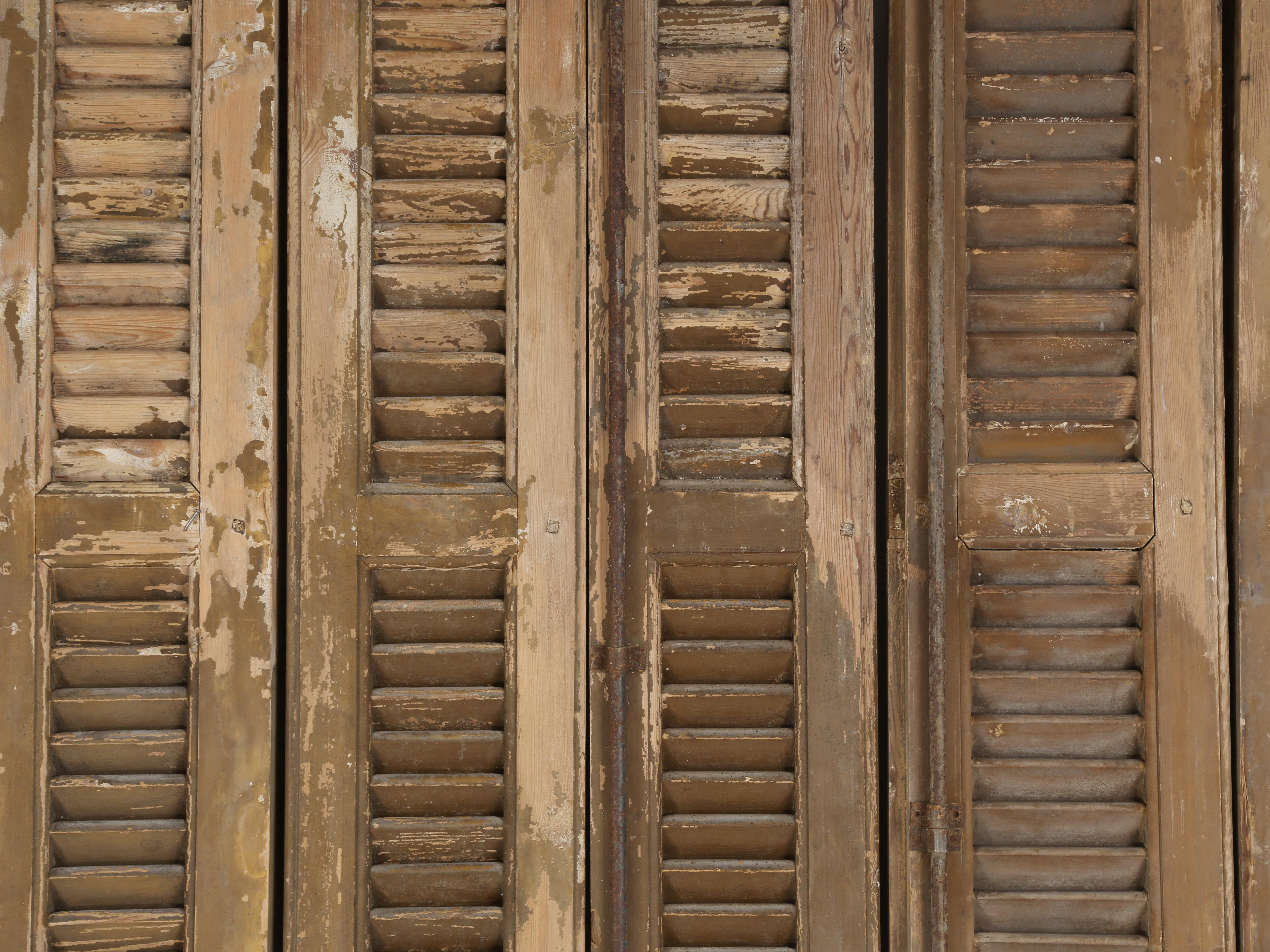 Hand-Crafted Set of (8) Antique French Shutters Removed from a Chateau in Brittany c1800's