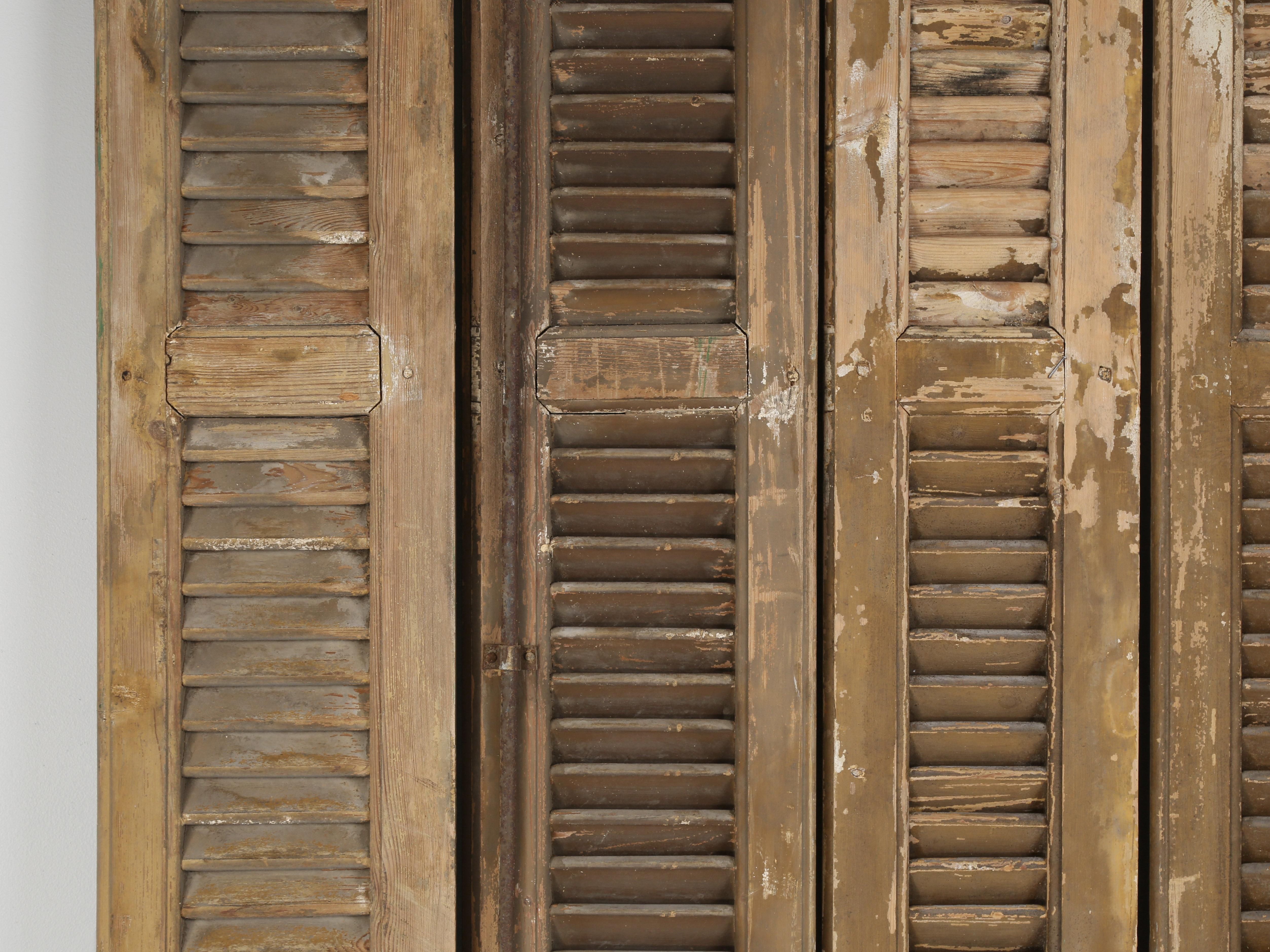 Set of (8) Antique French Shutters Removed from a Chateau in Brittany c1800's In Fair Condition In Chicago, IL