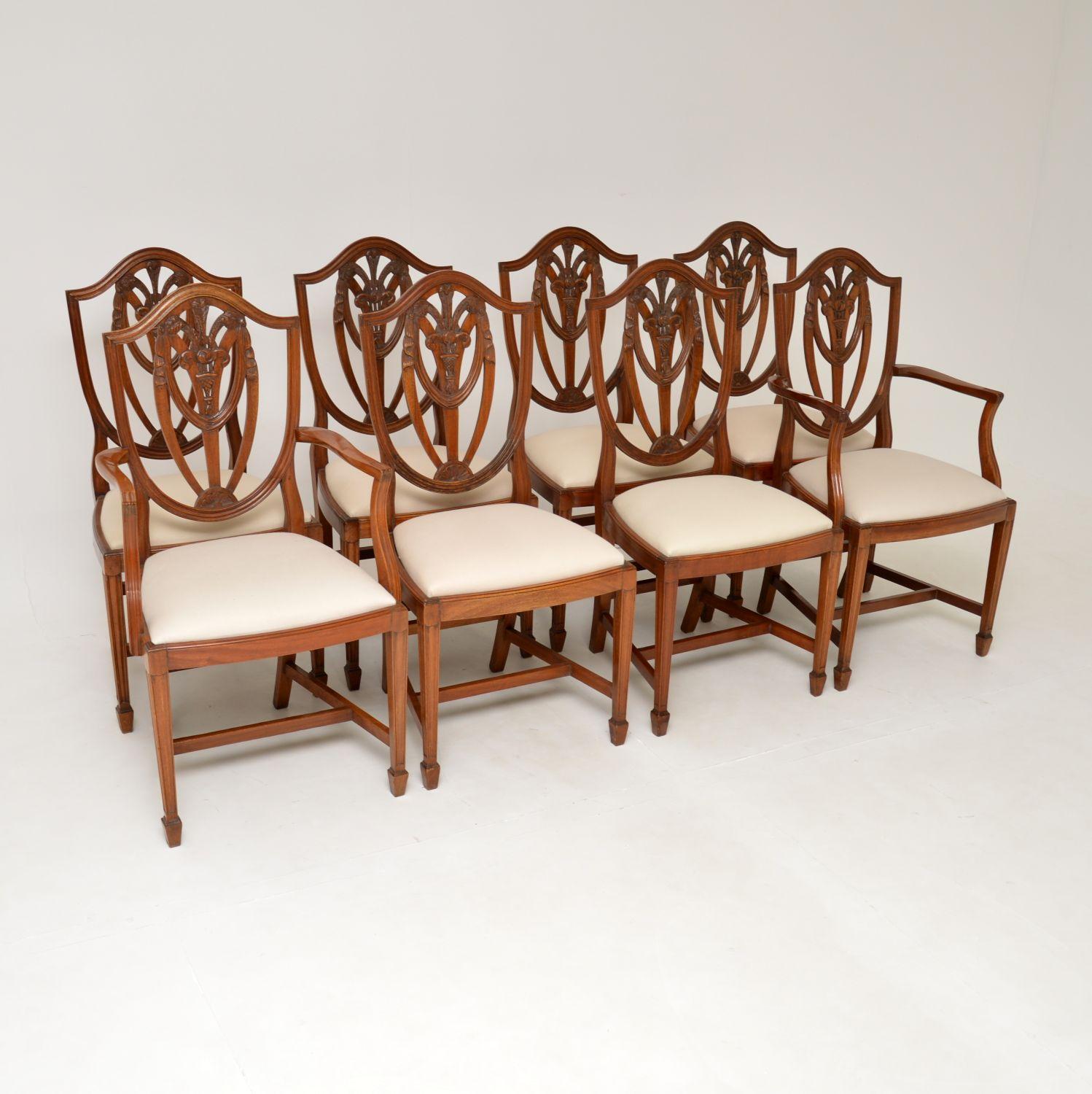 Set of 8 Antique Georgian Style Shield Back Dining Chairs 5