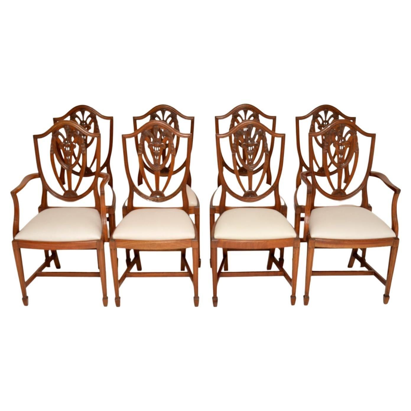Set of 8 Antique Georgian Style Shield Back Dining Chairs 6