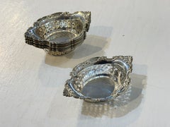 Set of 8 Antique Gorham Sterling Silver Reticulated Nut Dishes Pierced