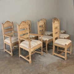 Set of 8 Antique Gothic Dining Chairs Includes 2 Armchairs