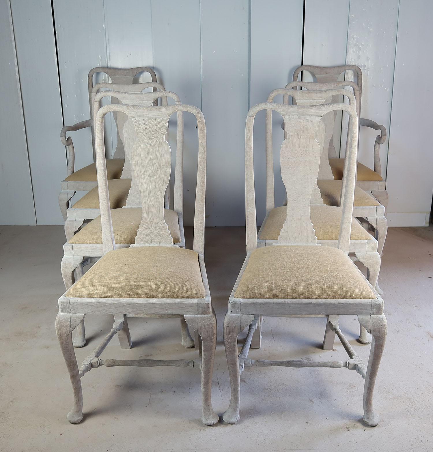 A super matching set of 6 + 2 matching dining chairs

Typical of the Gustavian chair they have the lovely urn shaped splat, the unadorned cabriole leg and the elegantly shaped top rail 

They have been recently limed to enhance the beautiful