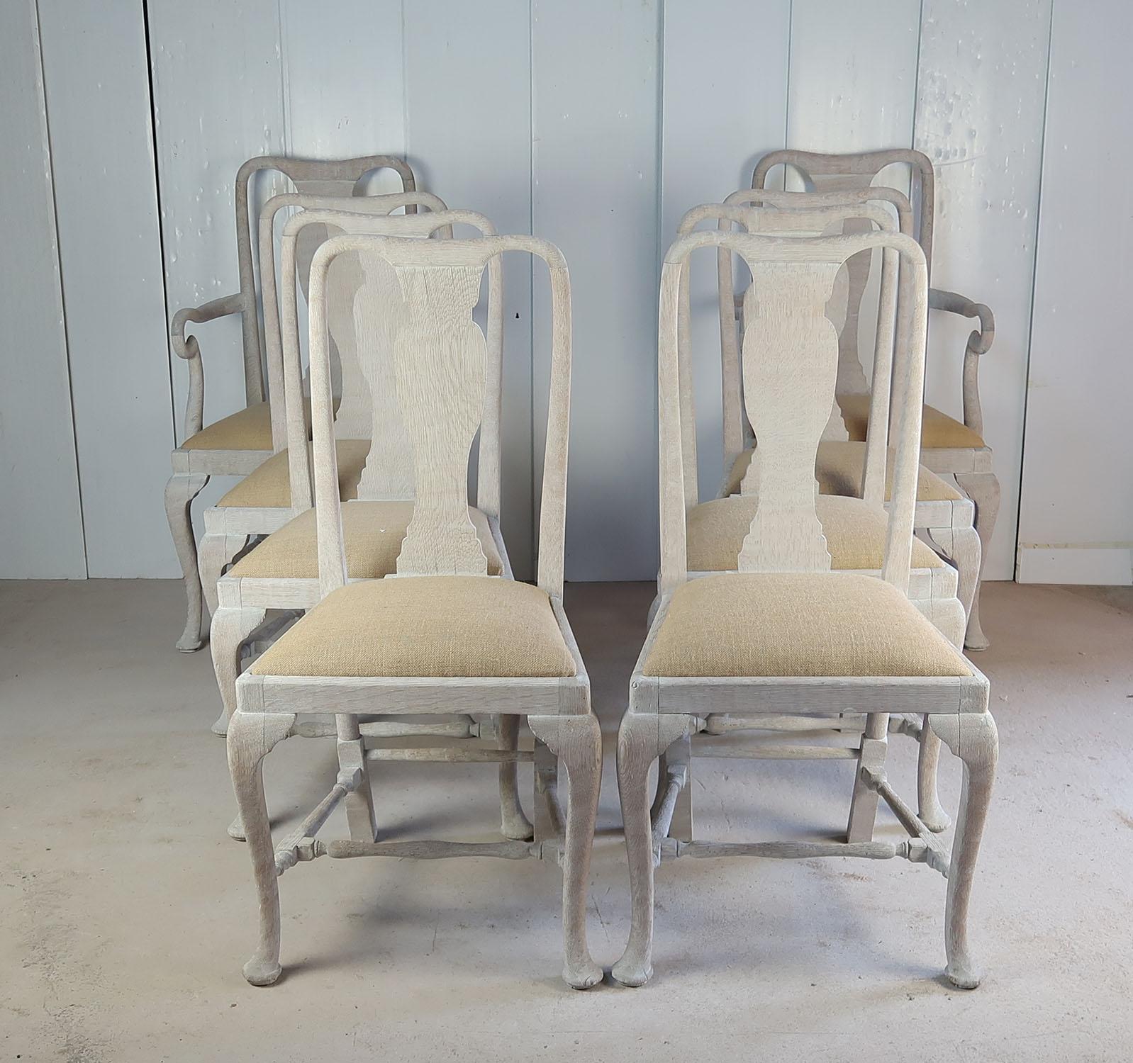 English Set of 8 Antique Gustavian Style Urn Back Dining Chairs