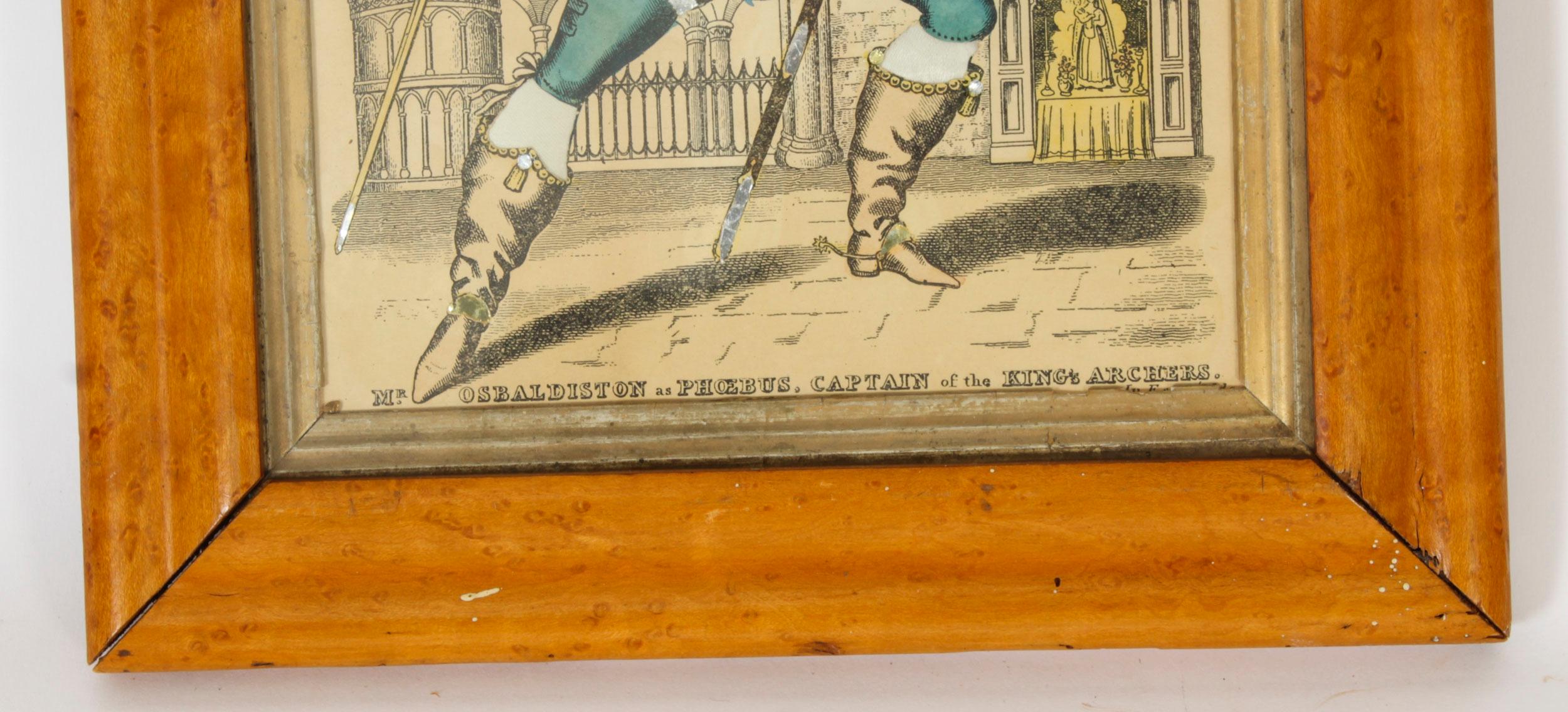 Ensemble de 8 gravures anciennes tissées à la main représentant des personnages de théâtre 19ème siècle en vente 11
