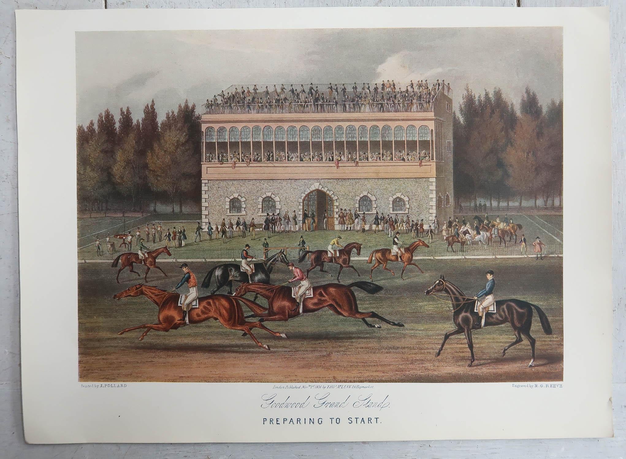 Wonderful sporting prints - horse racing
Lovely colors.
Chromolithographs
Published by Connoisseur, circa 1900
Unframed.