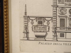 Set of 8 Antique Italian Architectural Prints in Beaded Giltwood Frames