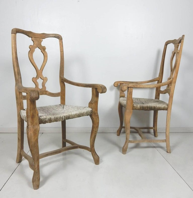 Splat Back Rococo Set of Eight Antique Italian Splat Back Rush Seating Dining Chairs at ...