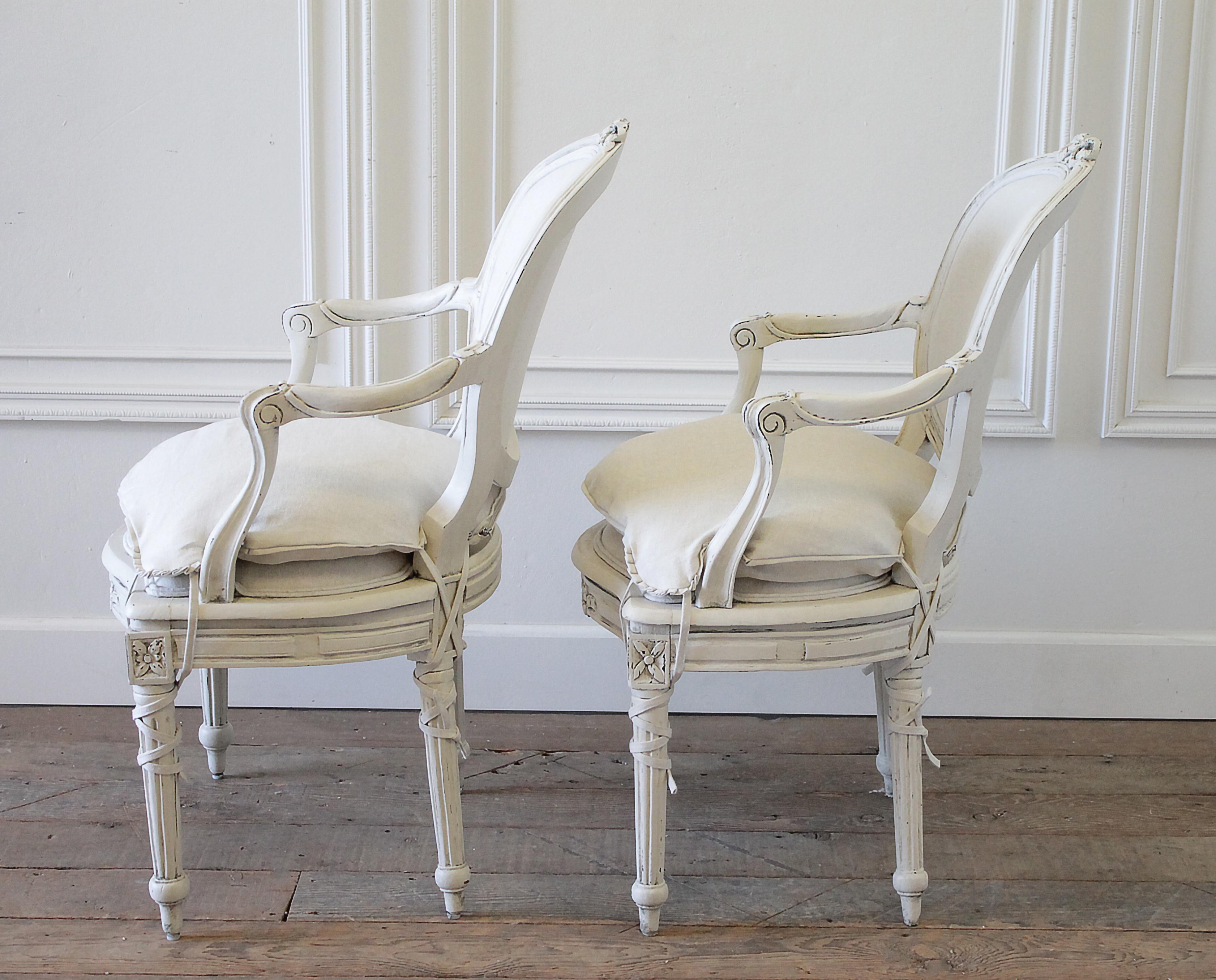 Set of 8 Antique Louis XVI Style Painted and Upholstered Dining Chairs 10