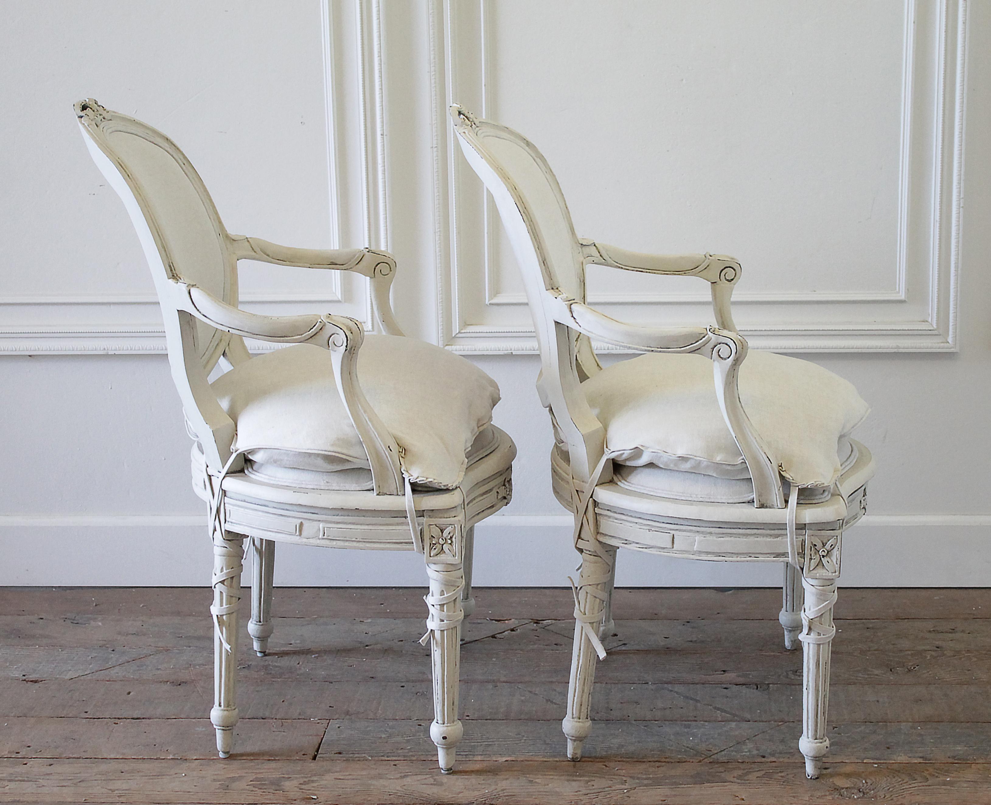 Set of 8 Antique Louis XVI Style Painted and Upholstered Dining Chairs 11