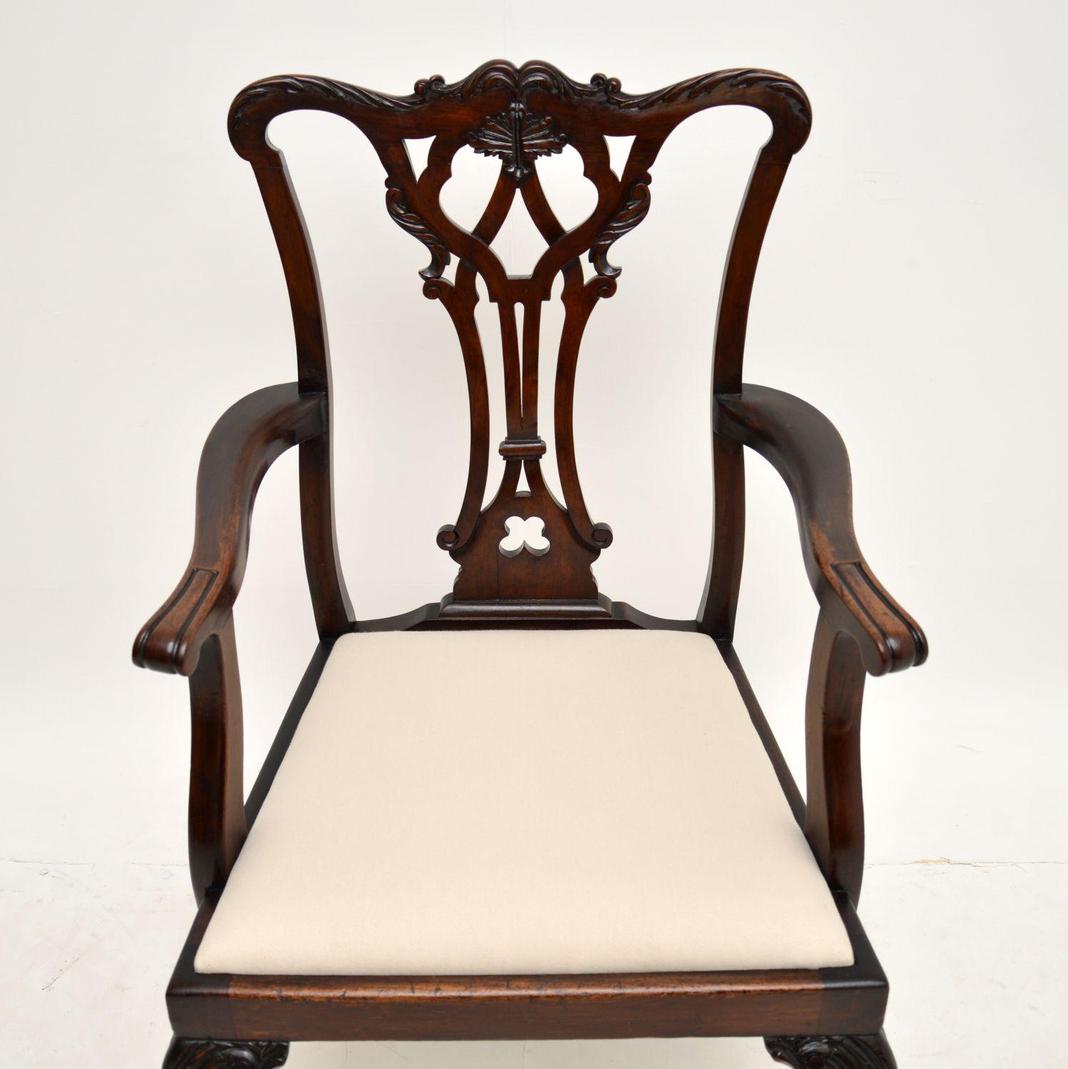 19th Century Set of 8 Antique Mahogany Chippendale Dining Chairs