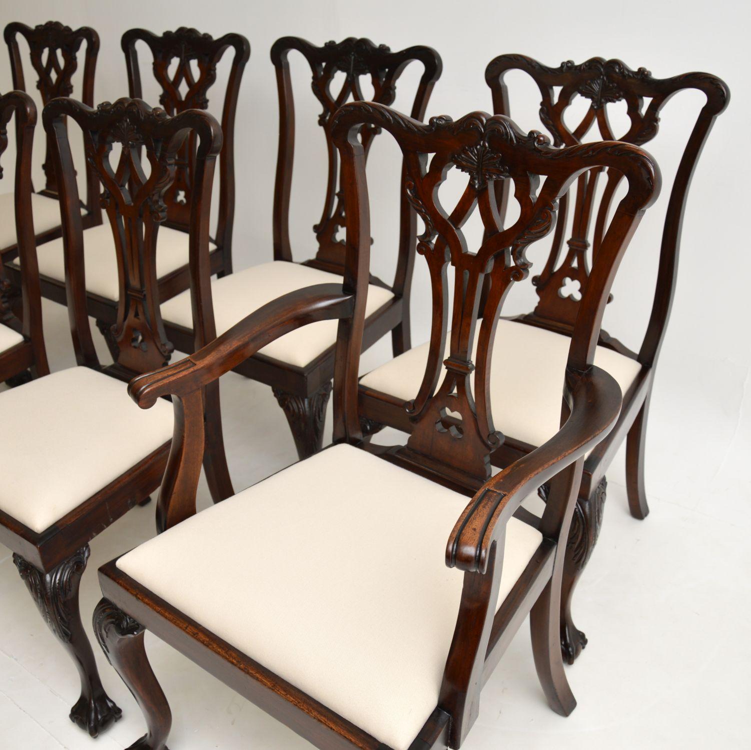 Set of 8 Antique Mahogany Chippendale Dining Chairs 2