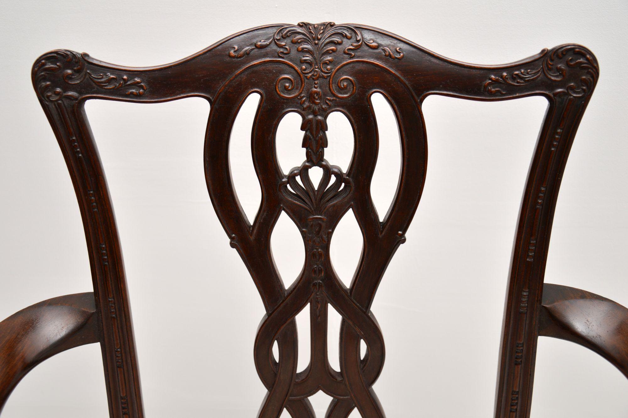 Set of 8 Antique Mahogany Chippendale Style Dining Chairs 5
