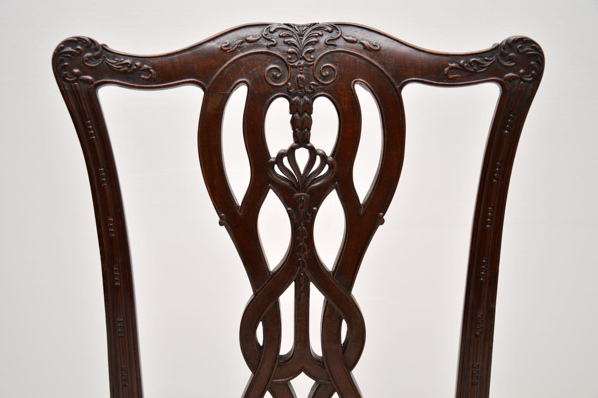 Set of 8 Antique Mahogany Chippendale Style Dining Chairs 3