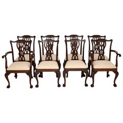 Set of 8 Antique Mahogany Chippendale Style Dining Chairs