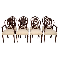 Set of 8 Antique Mahogany Sheraton Style Dining Chairs
